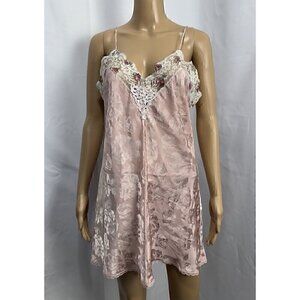 Women’s Pink Lace-Trim Mini Slip Dress